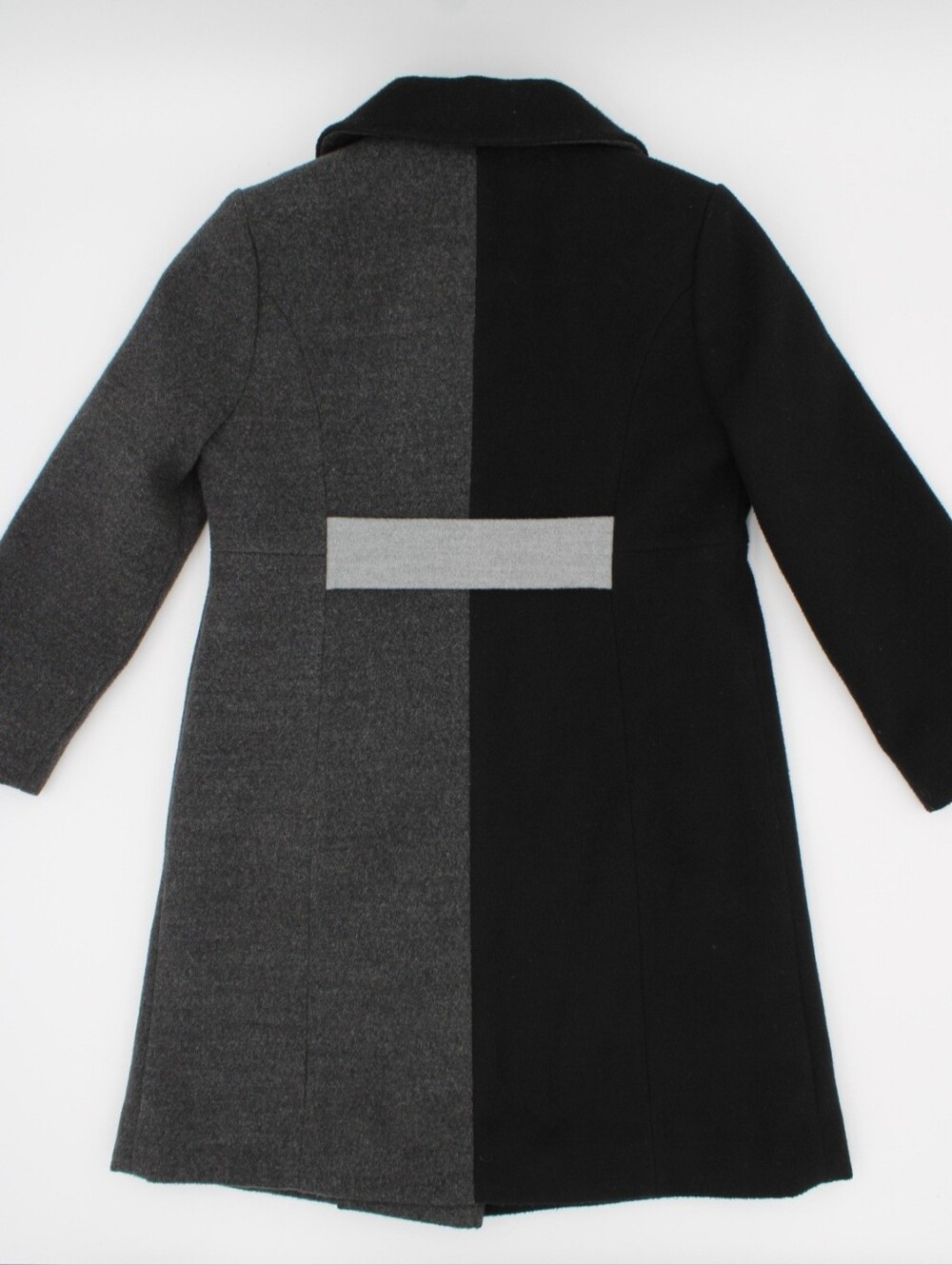 Vintage Rothschild Girls Wool Blend Colorblock Dress Coat Black Grey 4T - Picture 2 of 6